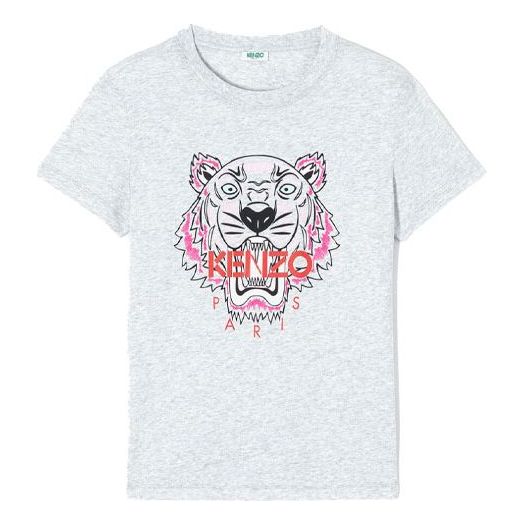 KENZO Multi-Color Tiger Head Printing Short Sleeve Gray F952TS7214YB-93