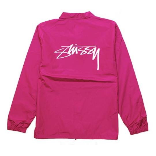 Stussy Back logo Printing Coach Jacket Unisex Rose Red 115394-PINK
