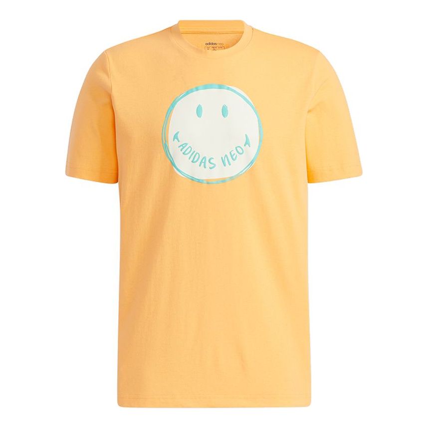 adidas neo M Smly Tee 1 Smiling Face Printing Sports Round Neck Short Sleeve Orange Yellow GP5780