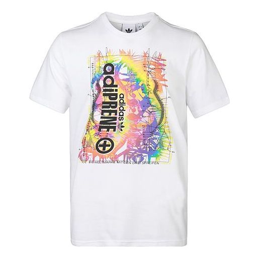 adidas originals Adiprene Retro Printing Sports Short Sleeve White GD6005