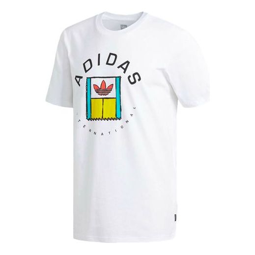 adidas originals Funny Logo Printing Sports Short Sleeve White DT8111