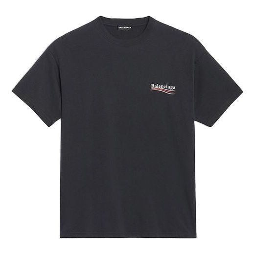Men's Balenciaga Alphabet Printing Short Sleeve Black 641675TIV521070