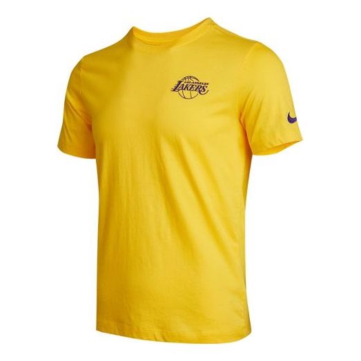 Nike lakers Embroidered Logo Knit Round Neck Short Sleeve Yellow DD6729-728