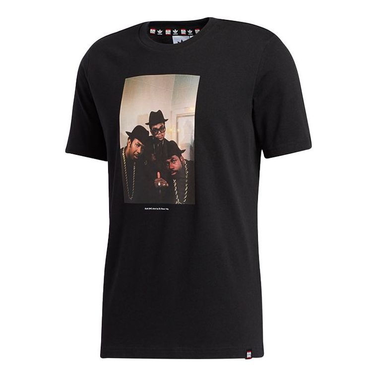 adidas originals Run Dmc Photo T Printing Sports Round Neck Short Sleeve Black GN5928