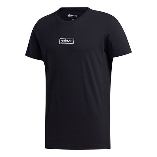 adidas neo M C Tee Sports Round Neck Short Sleeve Black FP7467