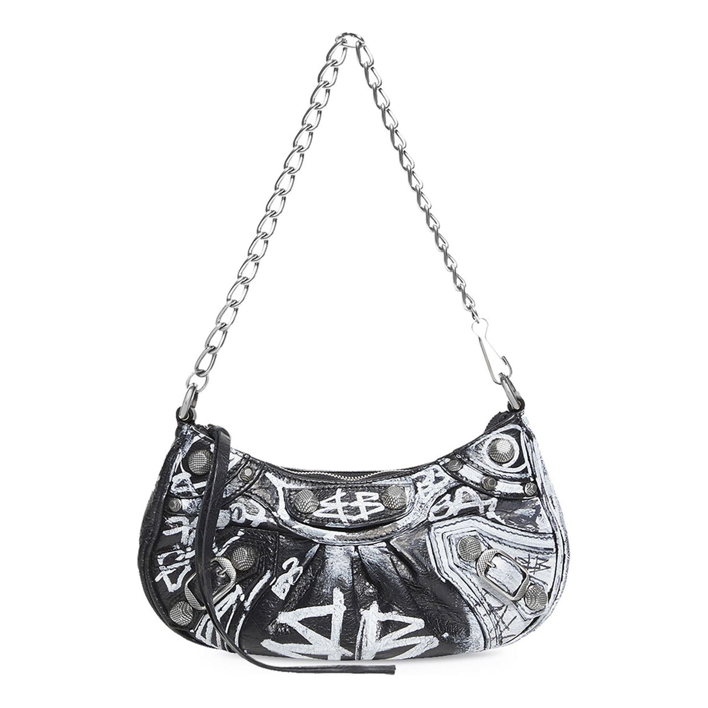 (WMNS) Balenciaga Le Cagole Mini Bag With Chain Graffiti 'Black' 695814210G61090
