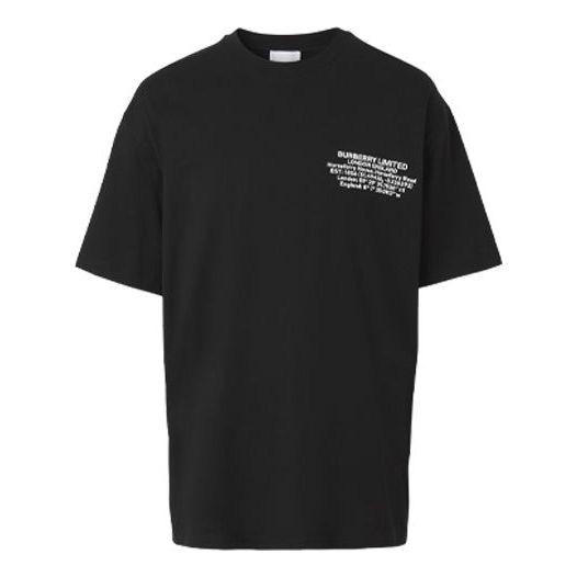 Men's Burberry Alphabet Printing Cotton Loose Short Sleeve Black 80427481