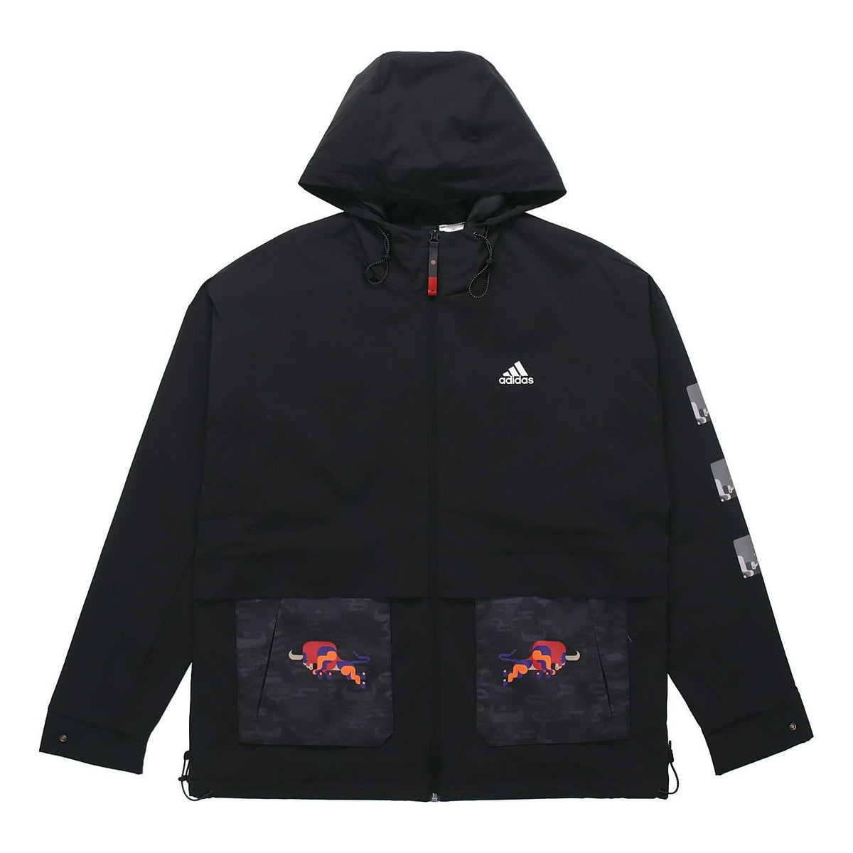 adidas CNY JKT Training Sports hooded Fleece Lined Jacket Black GP1821
