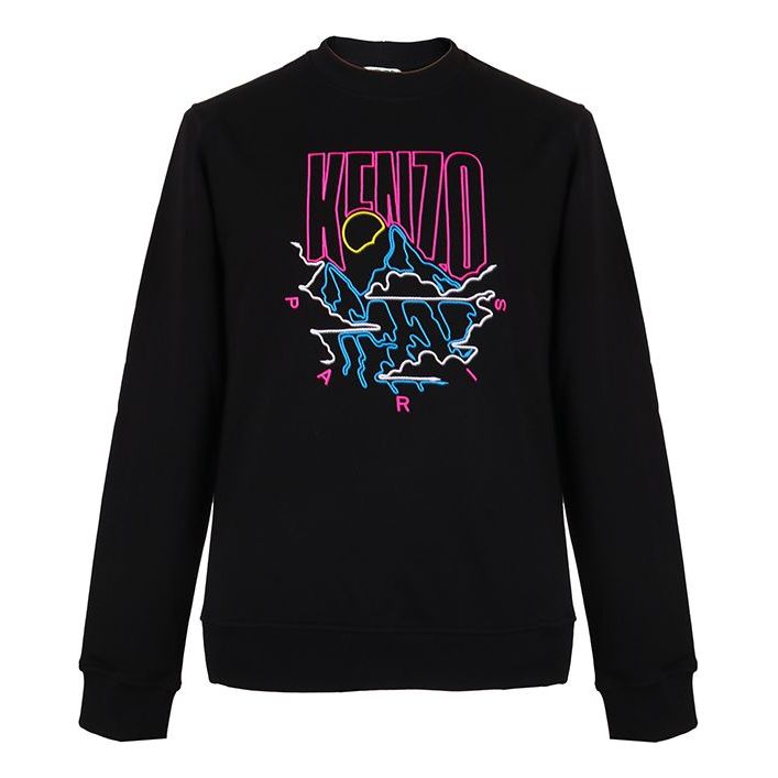 Men's KENZO Embroidered Long Sleeves Sports Black F965SW1084ME-99