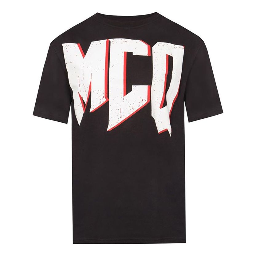 McQ Alexander McQueen Cotton Logo Contrasting Colors Printing Short Sleeve Black 494256-RMJ70-1000