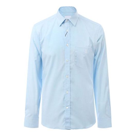 Men's Burberry Alphabet Logo Knit Long Sleeves Shirt Blue 80113701