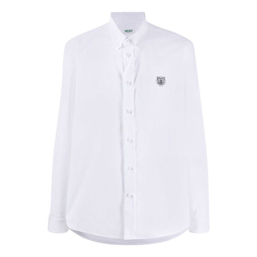 Men's KENZO Tiger Head Small Pattern Shirt White FA55CH4001LB-01