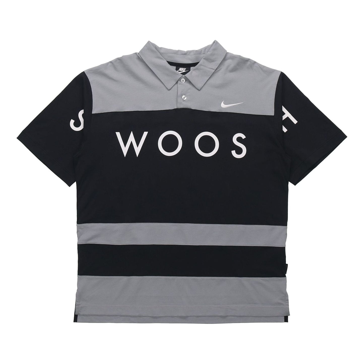 Nike Sportswear Swoosh Logo Printing Contrasting Colors Loose Polo Shirt Black DJ5370-010