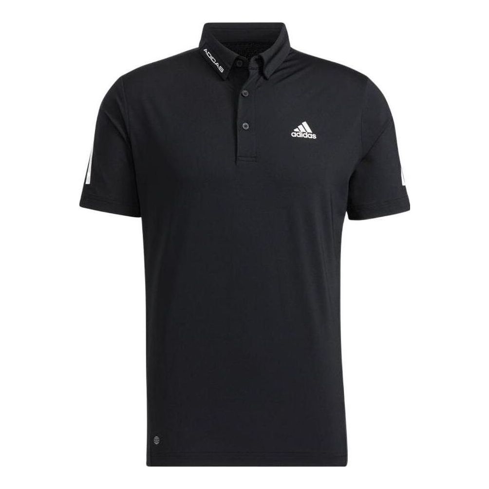 adidas Printing Logo Casual Stripe Short Sleeve Polo Shirt Black HA3130