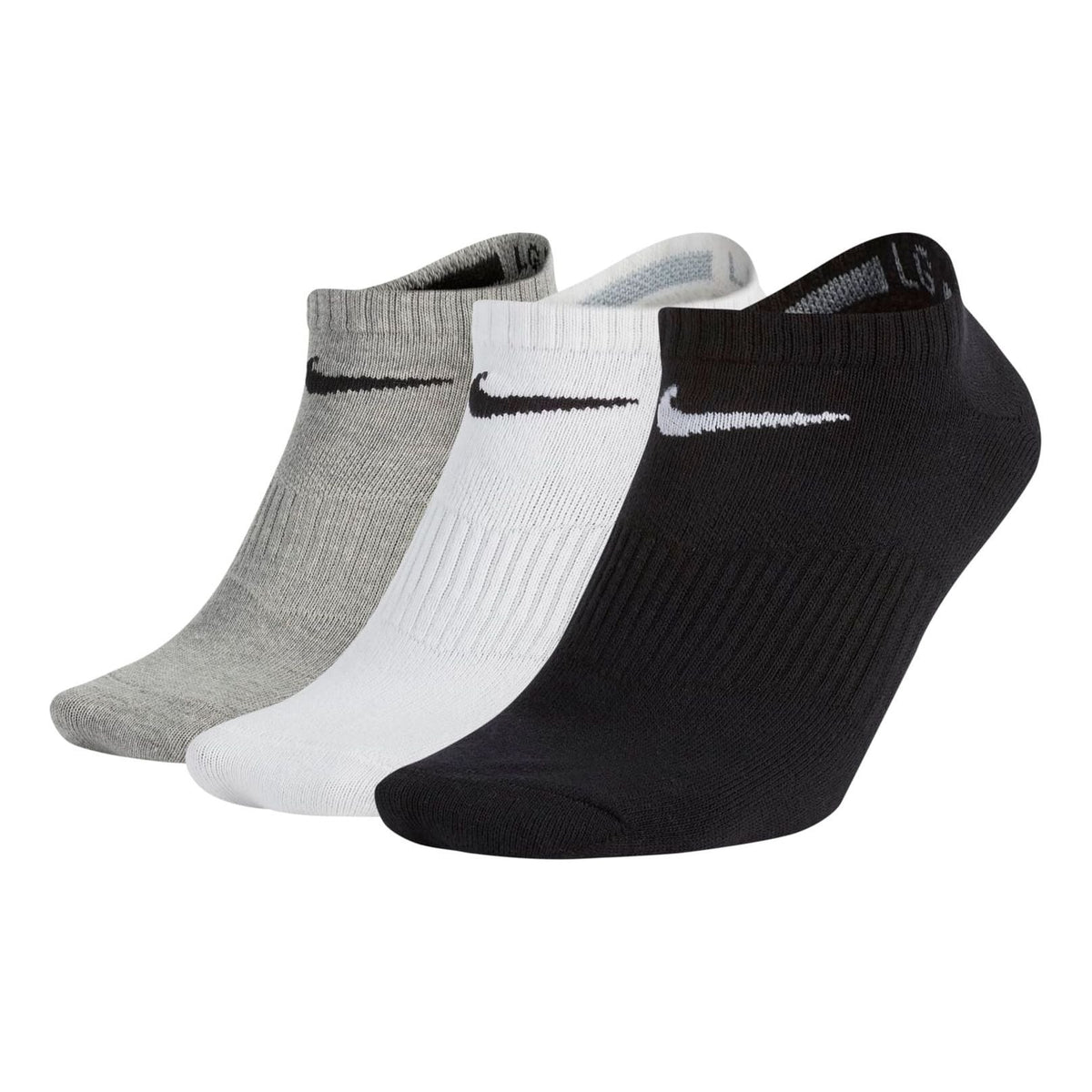 Nike Logo Pattern Casual Sports Socks 3 Pairs Gray / White / Black SX4705-901
