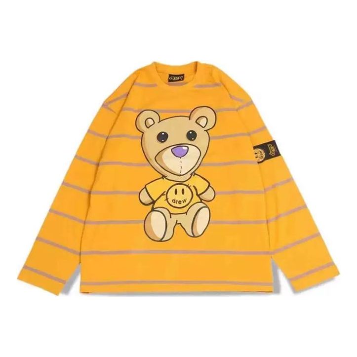 Drew House Stripe Round Neck Long Sleeves Unisex Yellow DR0145