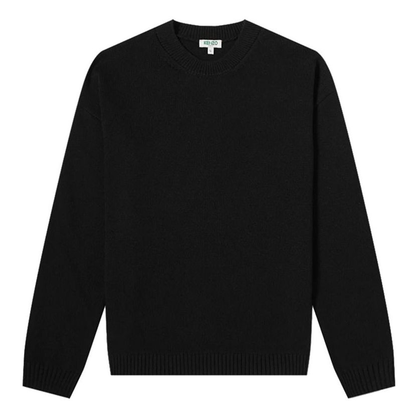 Men's KENZO Solid Color Round Neck Long Sleeves Pullover Black F965PU2043BA-99