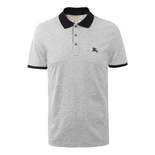 Men's Burberry Logo Pattern Short Sleeve Polo Shirt Gray 80088281