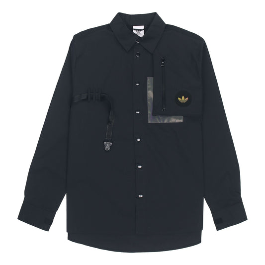 adidas originals Chest Solid Color Long Sleeves Shirt Black H58071