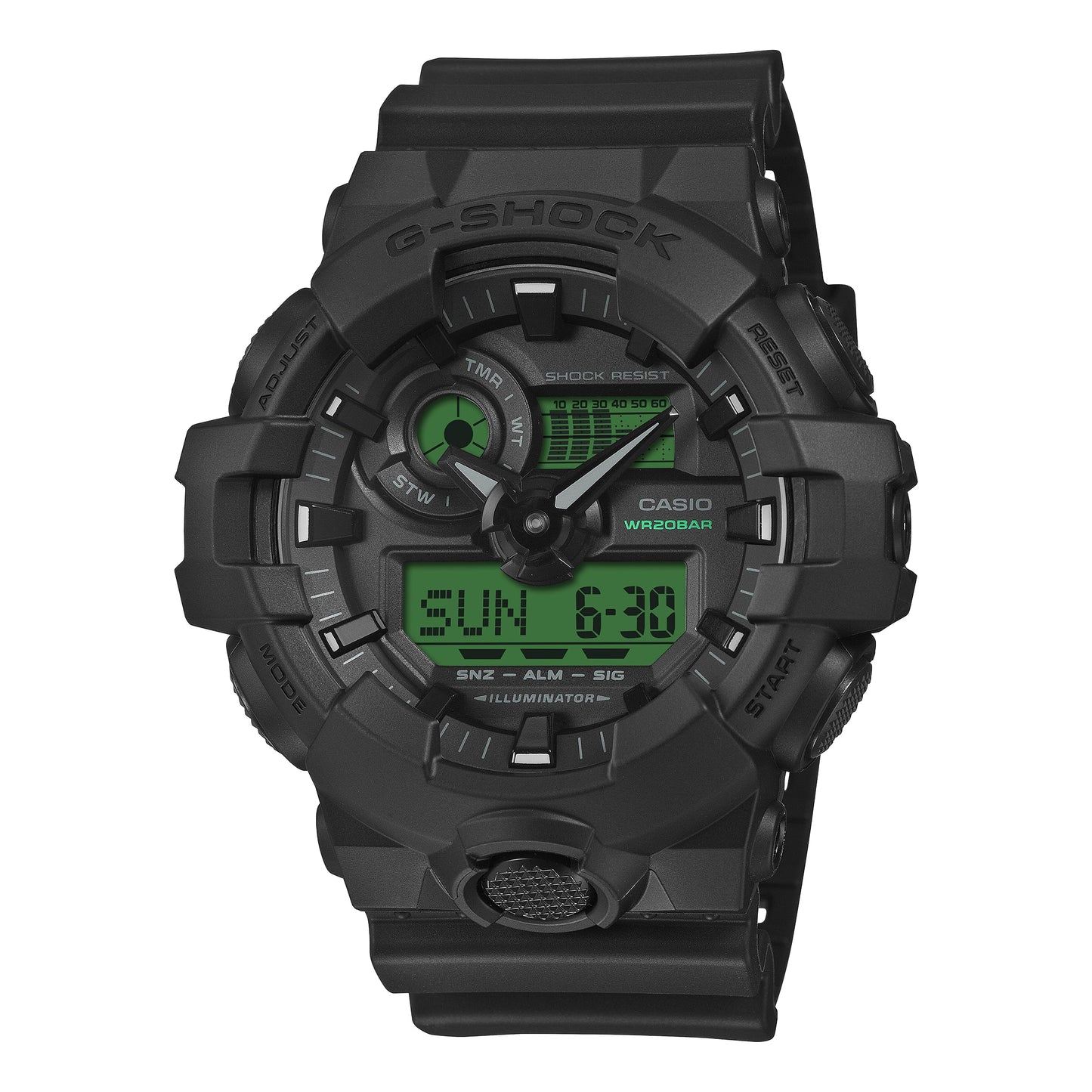 CASIO G-Shock GA-700 Series Analog-Digital 'Black Green' GA-700BEG-1A
