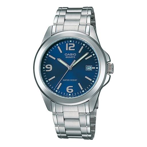 CASIO Waterproof Stainless Steel Strap Quartz Mens SilverBlue Analog MTP-1215A-2A