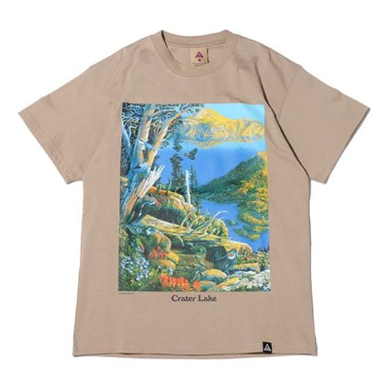 Nike x ACG Crater Lake Sports Printing Pattern Round Neck Short Sleeve Khaki DA4878-247