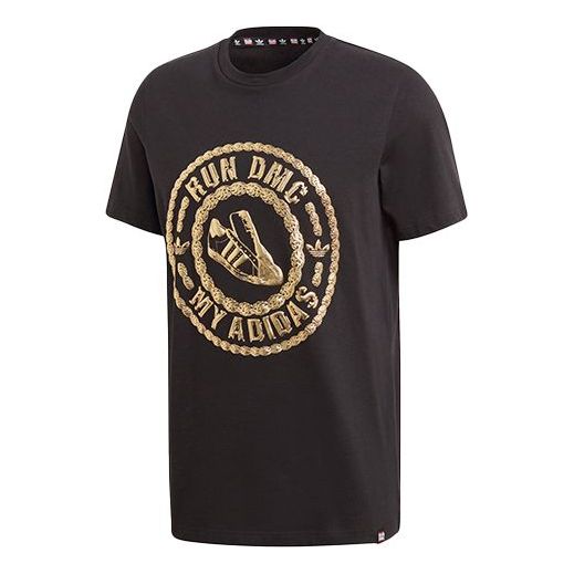adidas originals Run-dmc Printing Sports Cozy Round Neck Short Sleeve Black GT1763