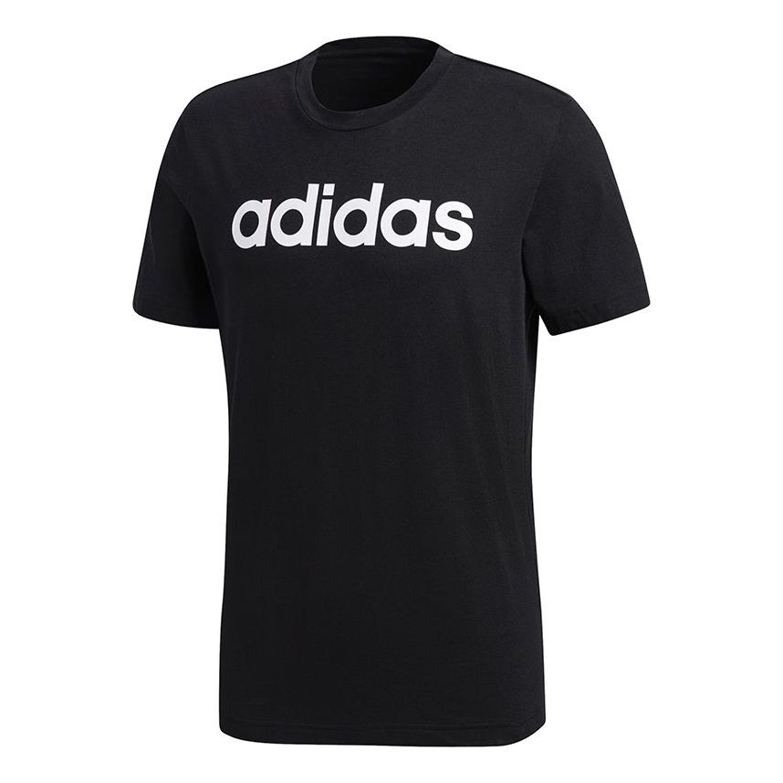 adidas Comm M Tee Logo Printing Sports Knit Short Sleeve Black BR4066
