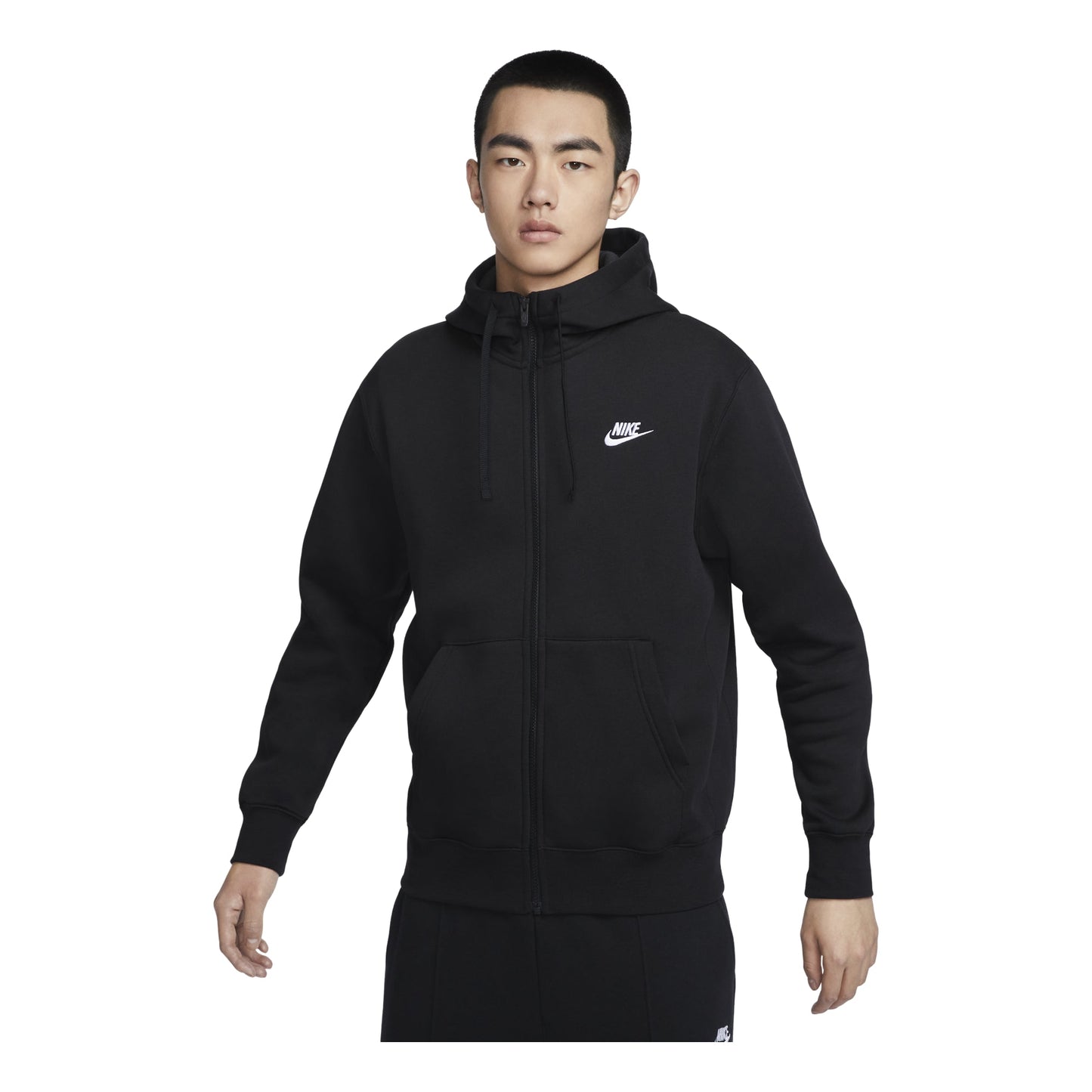 Nike Sportswear Club Fleece Embroidered Logo Solid Color hooded Zipper Black BV2646-010
