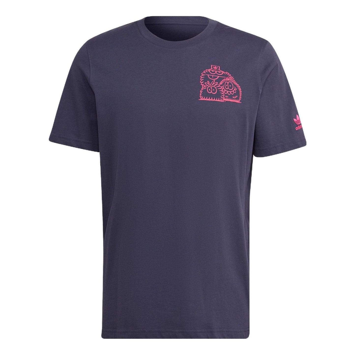 adidas originals Kevin Lyons Tee Back Cartoon Pattern Printing Round Neck Casual Short Sleeve Couple Style Navy Blue HC7123