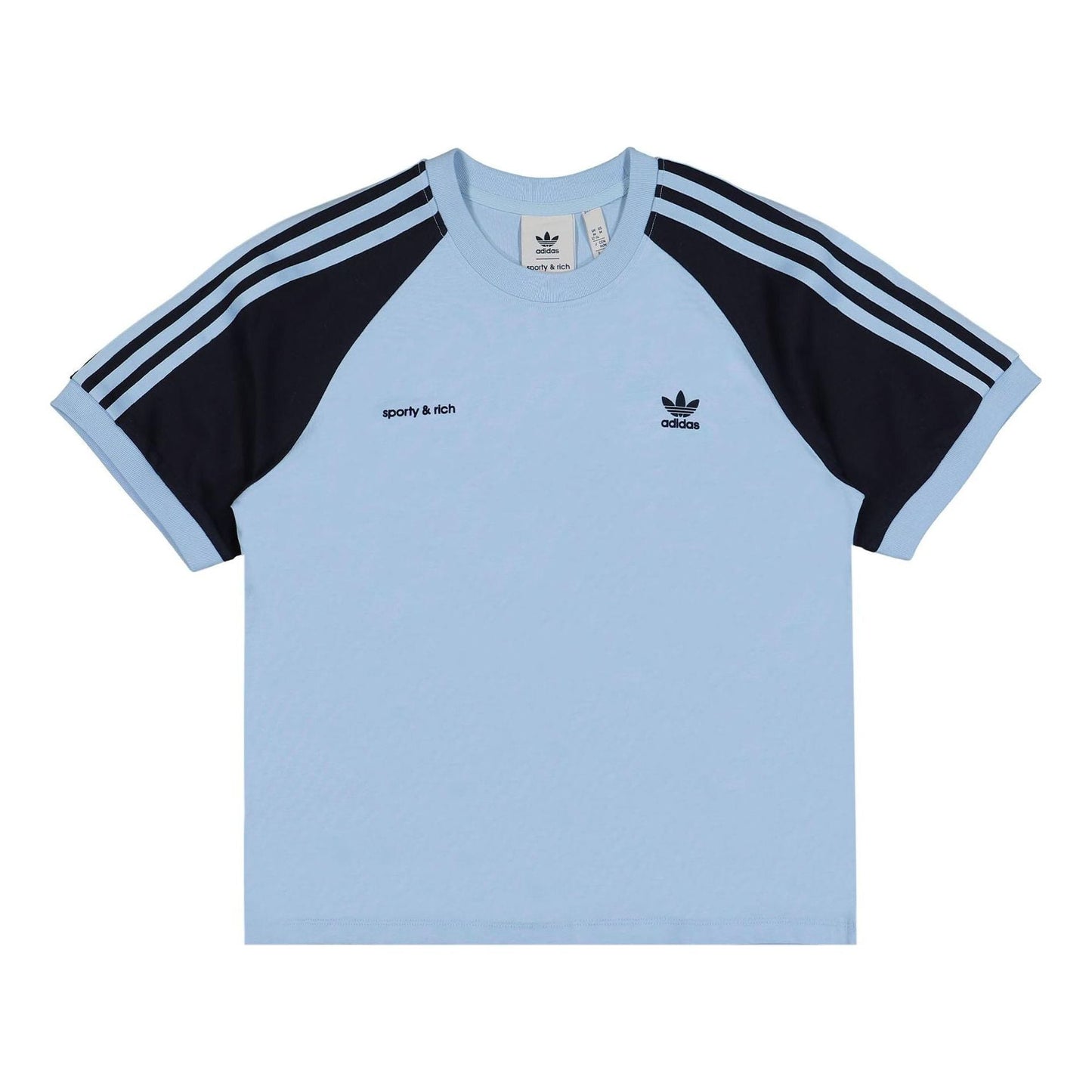 (WMNS) adidas x Sporty & Rich T-Shirt 'Light Blue Navy' IN5250