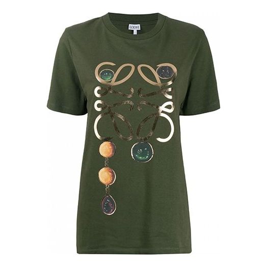 LOEWE Printing Loose Pure Cotton Short Sleeve Olive Green S359333XBP-4160