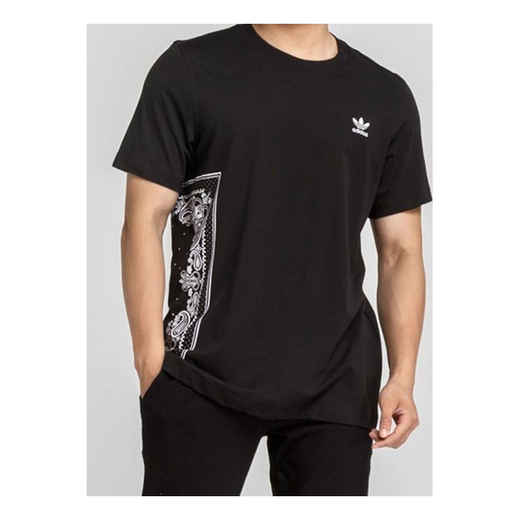 adidas originals Side Cashew Printing Sports Short Sleeve Black DV2042