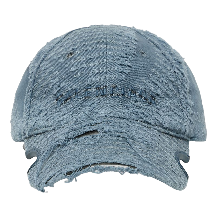 (WMNS) Balenciaga Laser Destroyed Logo Ball Cap 'Fade Blue' 719281410B24090