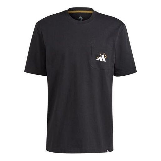 adidas Mandala Tee M Printing Sports Round Neck Short Sleeve Black GN8181