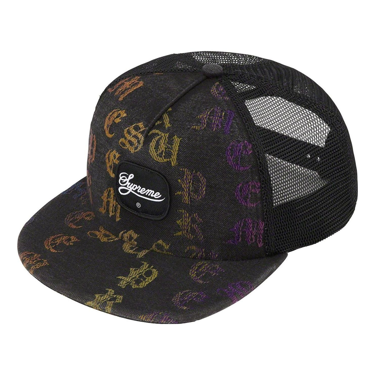 Supreme Gradient Jacquard Denim Mesh Back 5-Panel 'Black Purple Yellow White' SUP-SS22-778