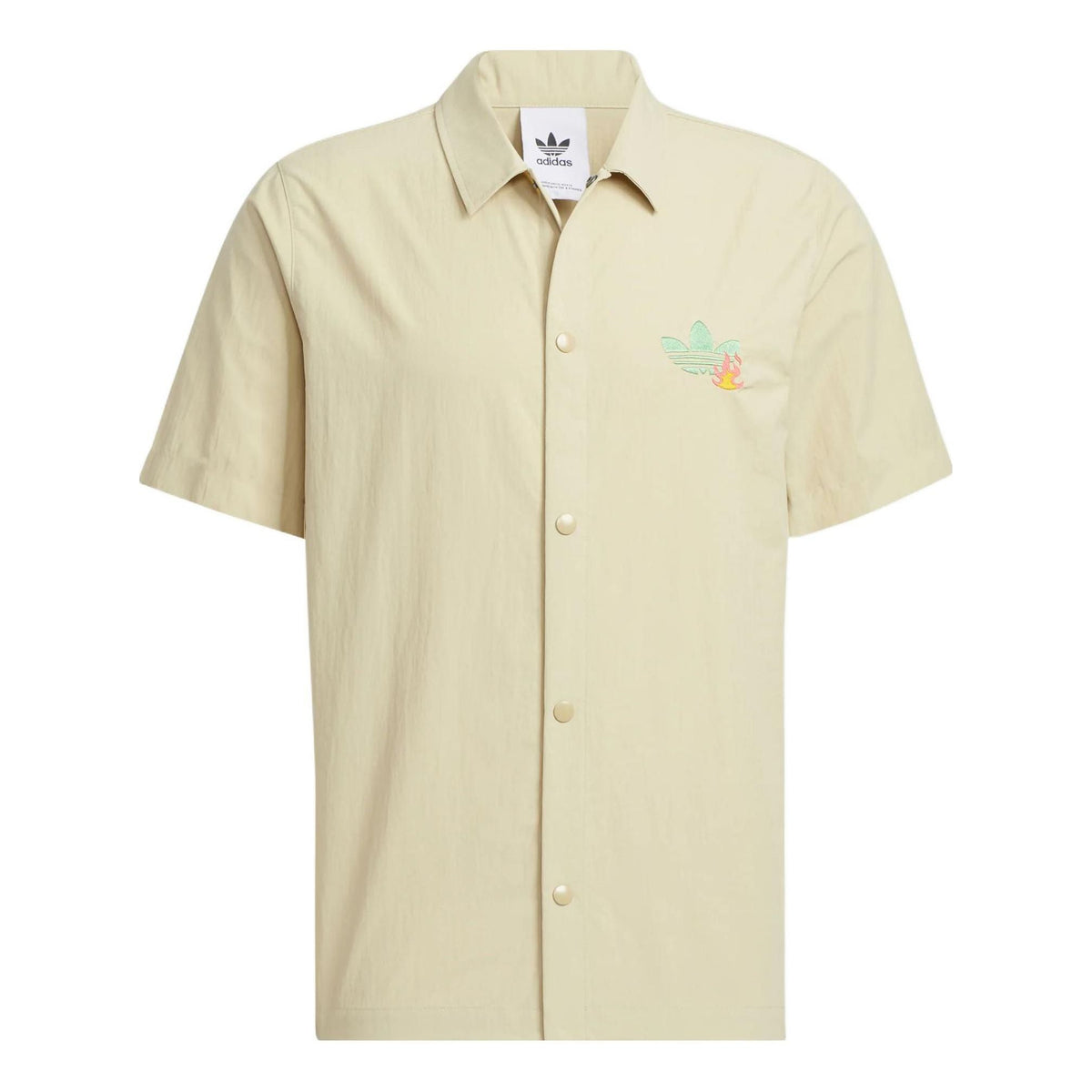 adidas originals Solid Color Cartoon Pattern Casual Short Sleeve Shirt Khaki HM8040
