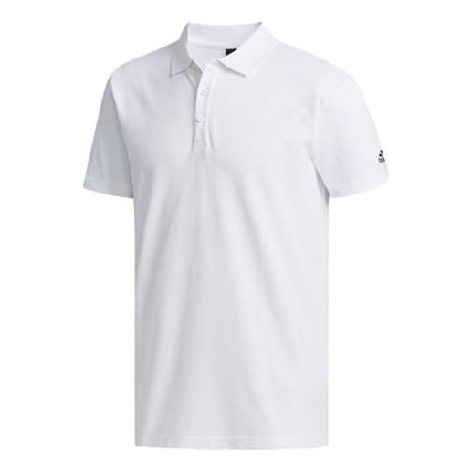 adidas M Mh Bsc Polo Solid Color Casual Sports Short Sleeve Polo Shirt Asia Edition White FM5421