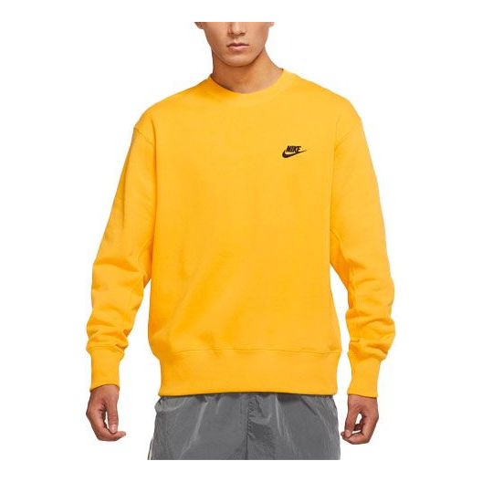Men's Nike Sportswear Logo Casual Sports Round Neck Pullover Yellow DA0022-713