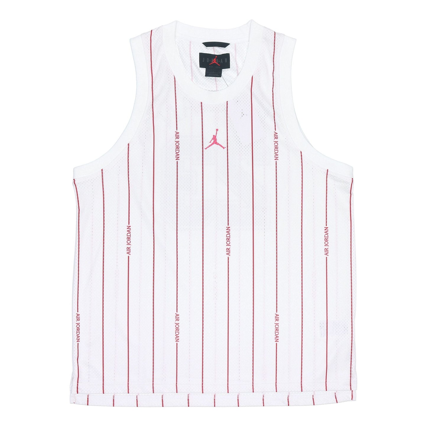 Air Jordan Stripe Logo Loose Breathable Mesh Sports Vest White DM1381-100