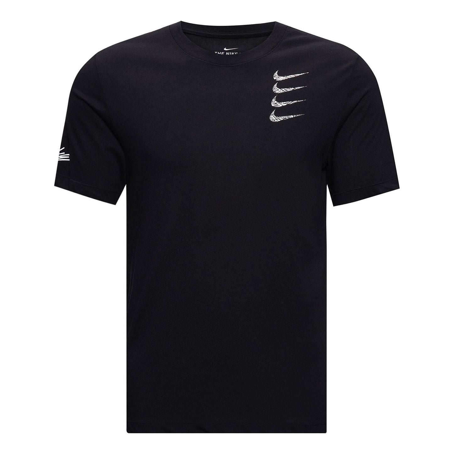Nike Round Neck Training Short Sleeve 'Multi Swoosh Black White' CT6465-010