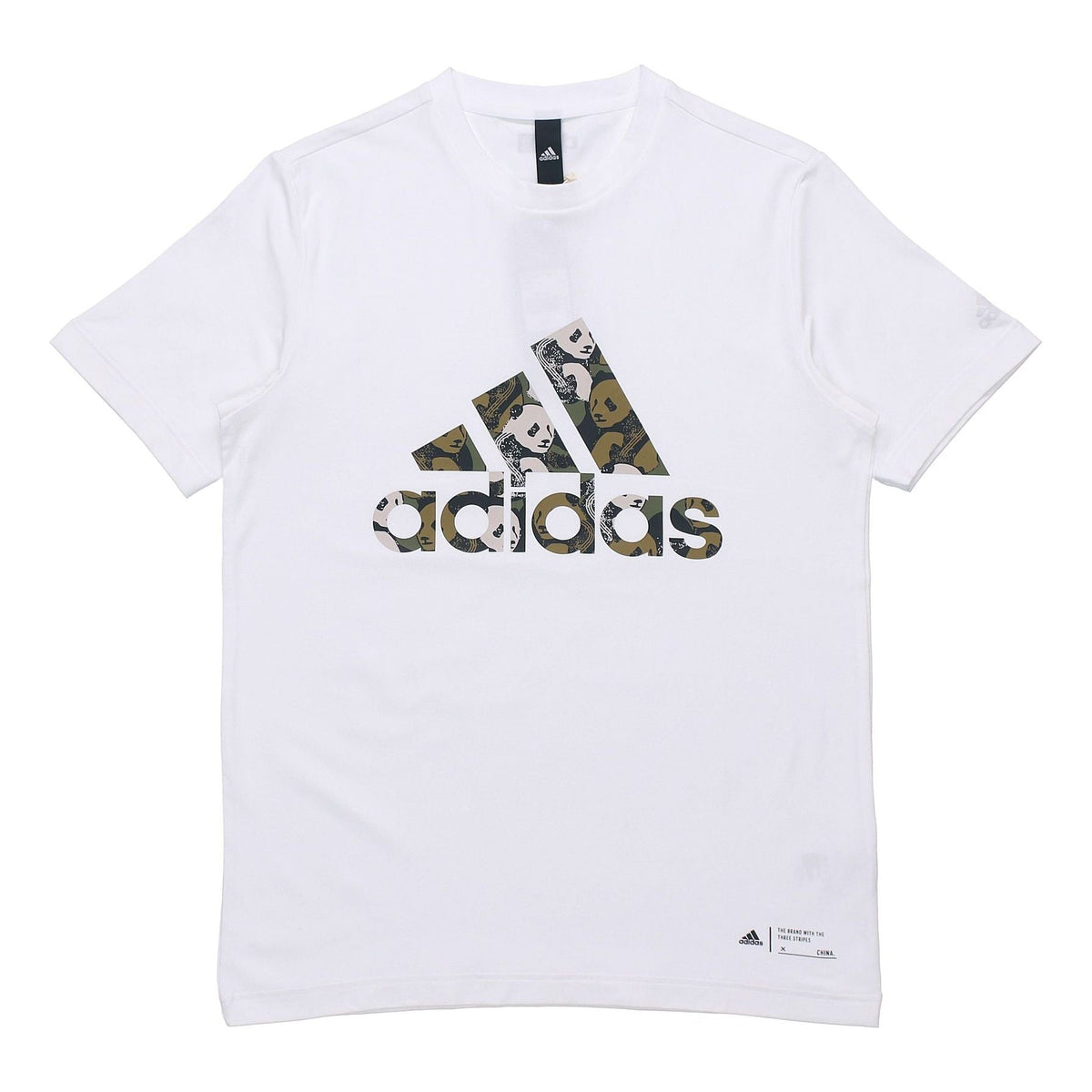 adidas China Tee M Panda Crew Neck Sports Short Sleeve White GP1849
