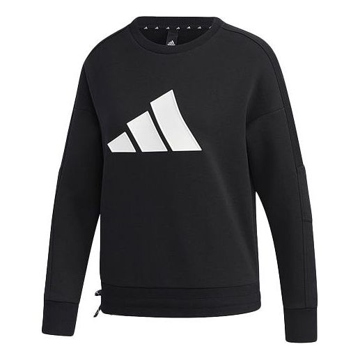 (WMNS) adidas Str Sweat Athleisure Casual Sports Printing Logo Round Neck Pullover Black Hoodie GP0718