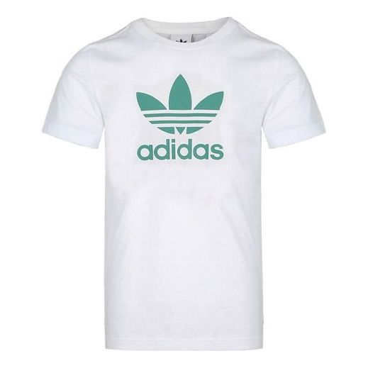 adidas originals Trefoil Alphabet Logo Round Neck Short Sleeve White FM3789