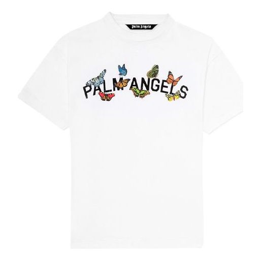 Men's PALM ANGELS Multi-Color Printing Short Sleeve White PMAA001S204130040110