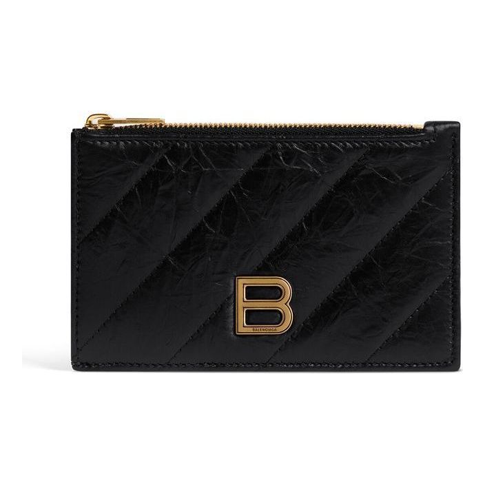 (WMNS) Balenciaga Crush Long Coin And Card Holder Quilted 'Black' 766465210J11000