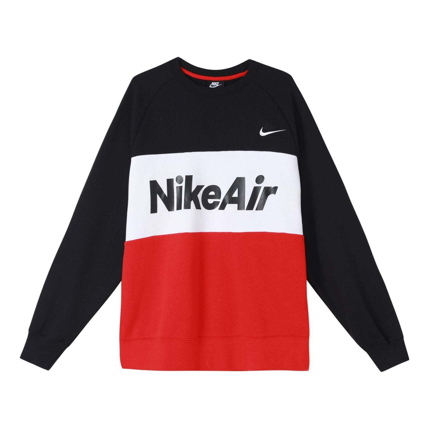 Nike Air Splicing Colorblock Large Logo Fleece Round Neck Black CJ4828-011