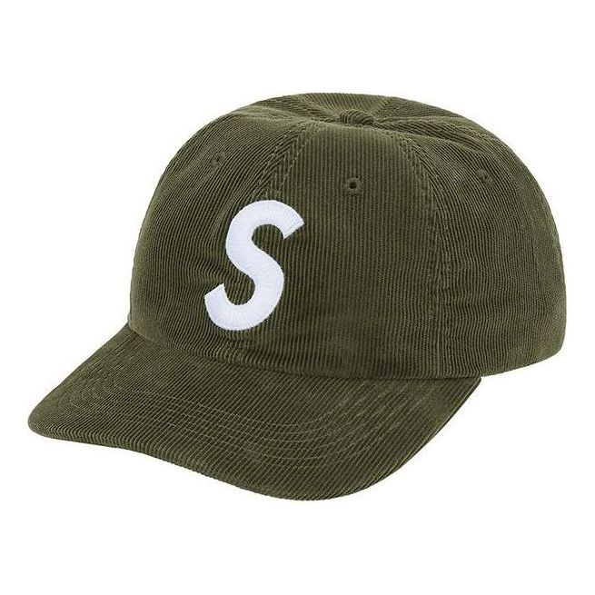 Supreme Fine Wale Corduroy S Logo 6-Panel 'Olive Green White' SUP-SS21-433