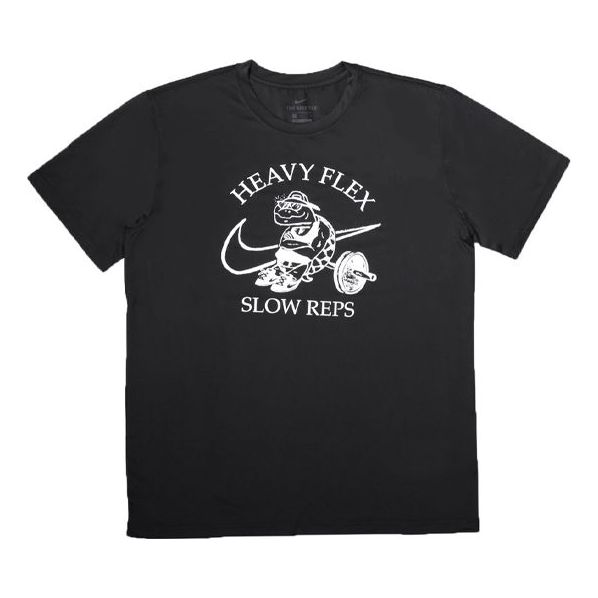 Men's Nike Solid Color Pattern Cartoon Printing Training Short Sleeve Black T-Shirt DM6284-010