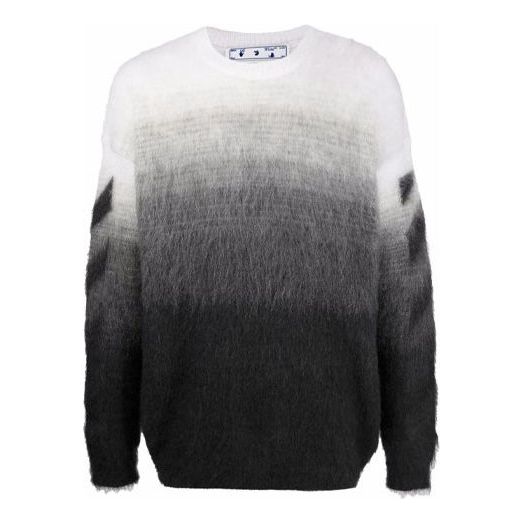Off-White FW21 Gradient Round Neck Long Sleeves Pullover Wool Sweater Loose Fit 'Black' OMHE098F21KNI0011010